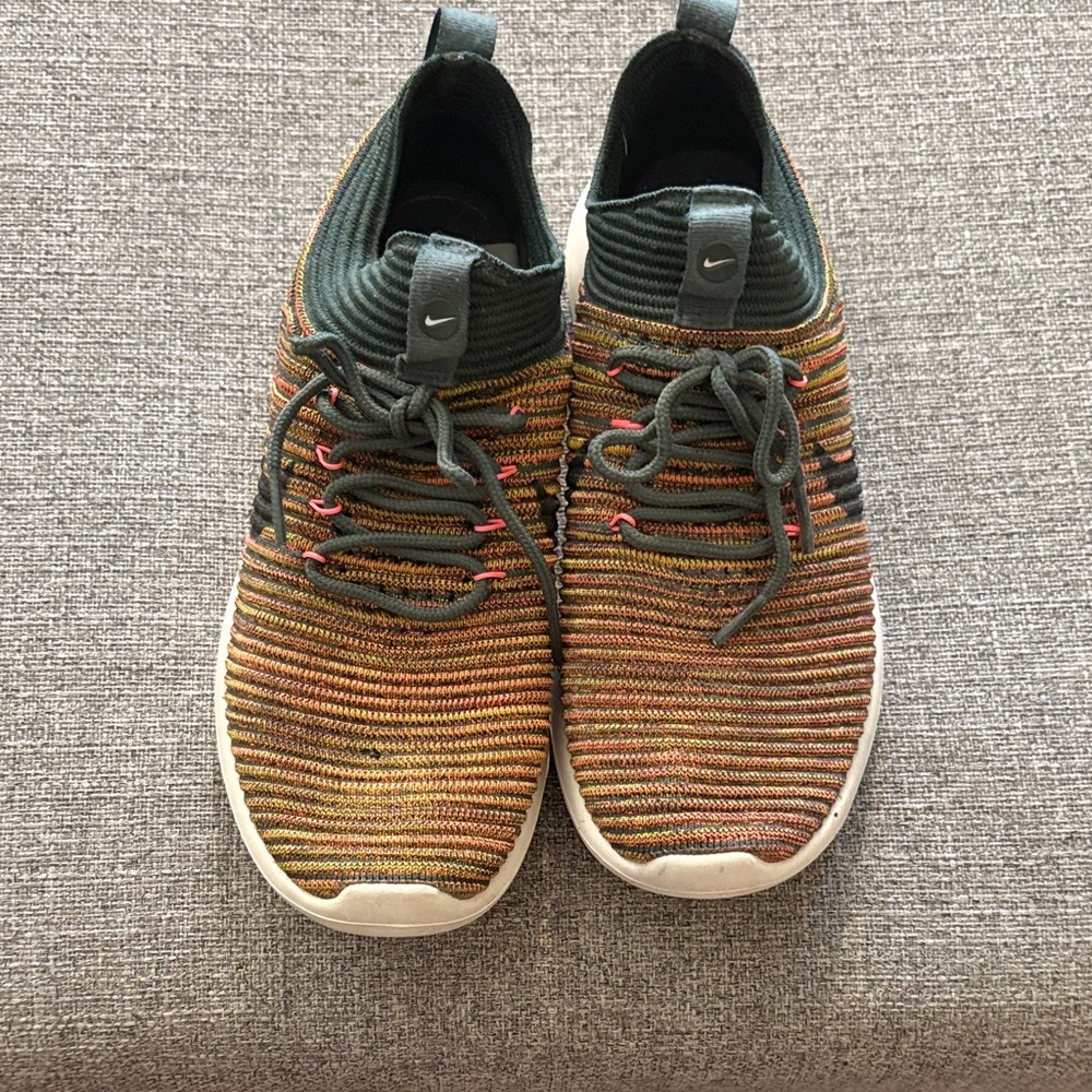 Nike Olive Green Multicolor Knit Slip-On Sneakers